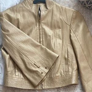 Vintage gold crop leather jacket